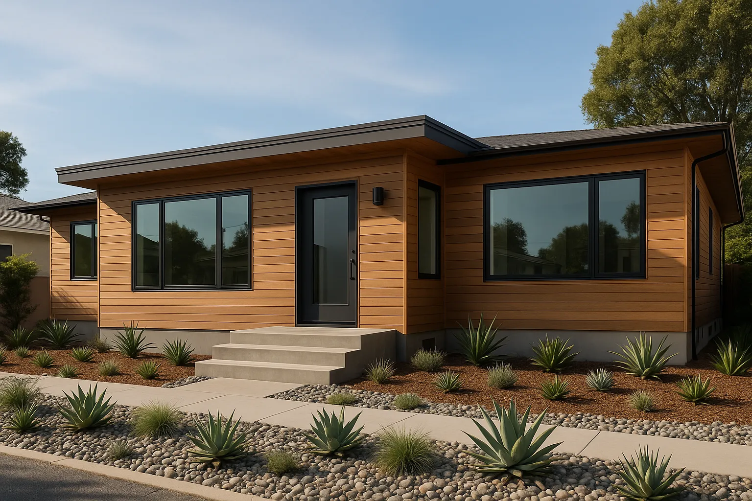 Remodeled exterior of a Torrance home using design build method, California