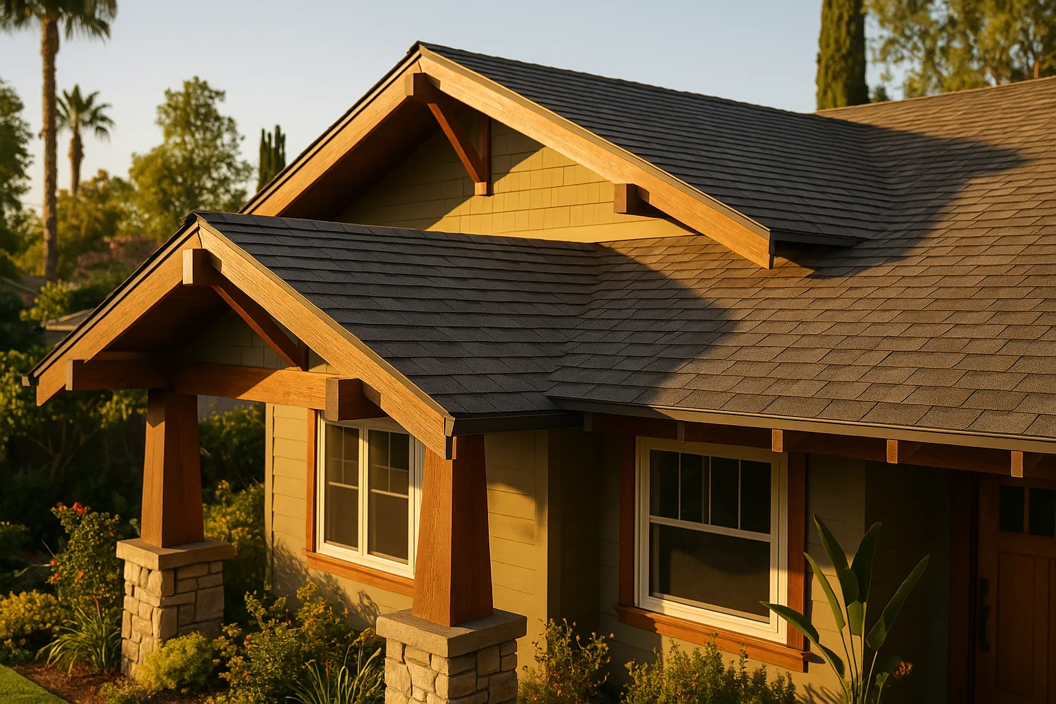 Completed flat roof with silicone coating in Santa Monica, California