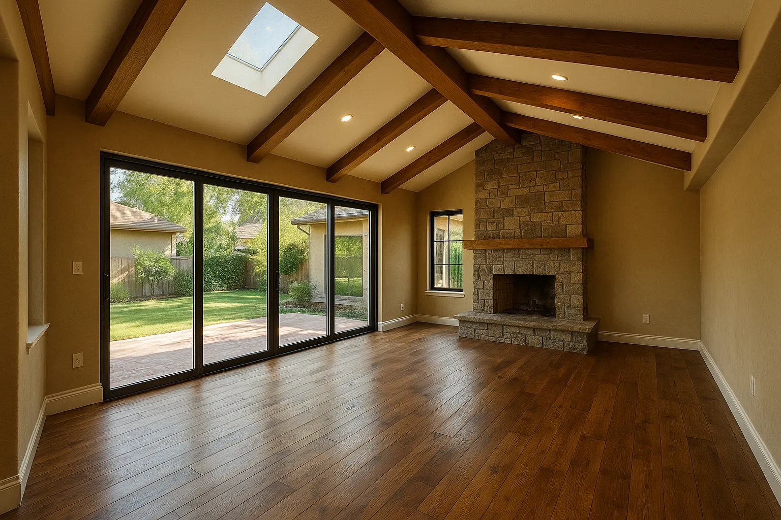 Interior view of a family room addition in Glendale, California