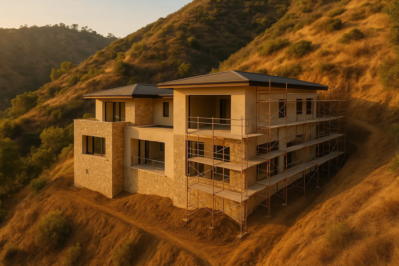 Design-build hillside home construction in Los Angeles, California