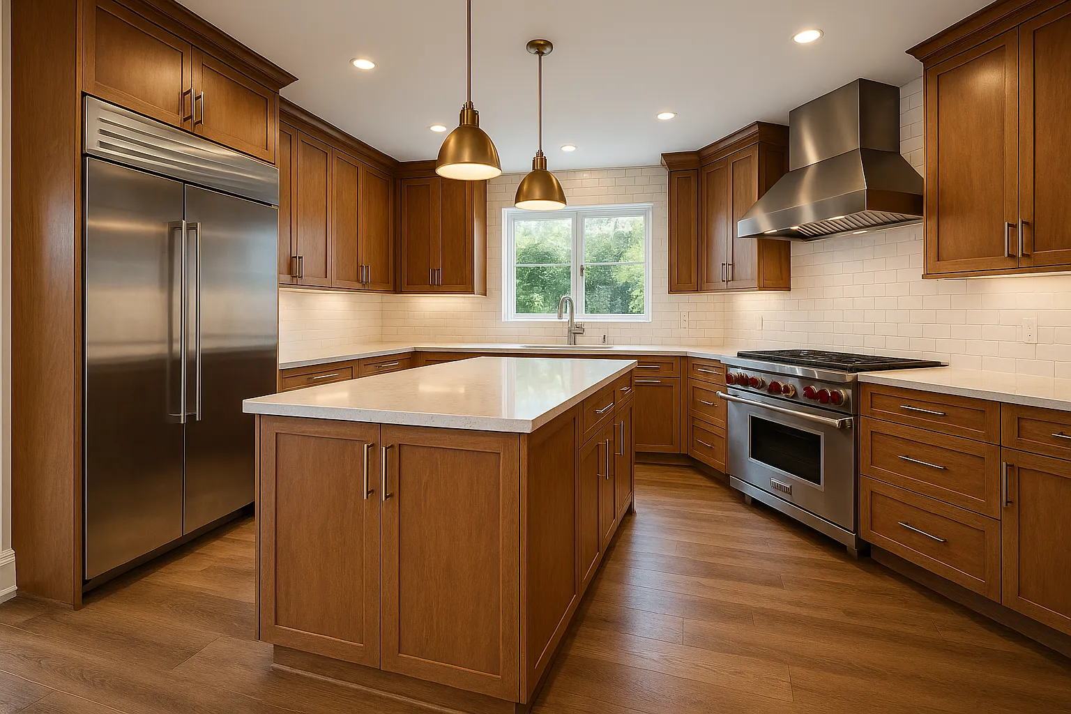 Encino mid-range kitchen remodel with custom cabinetry and premium appliances, California
