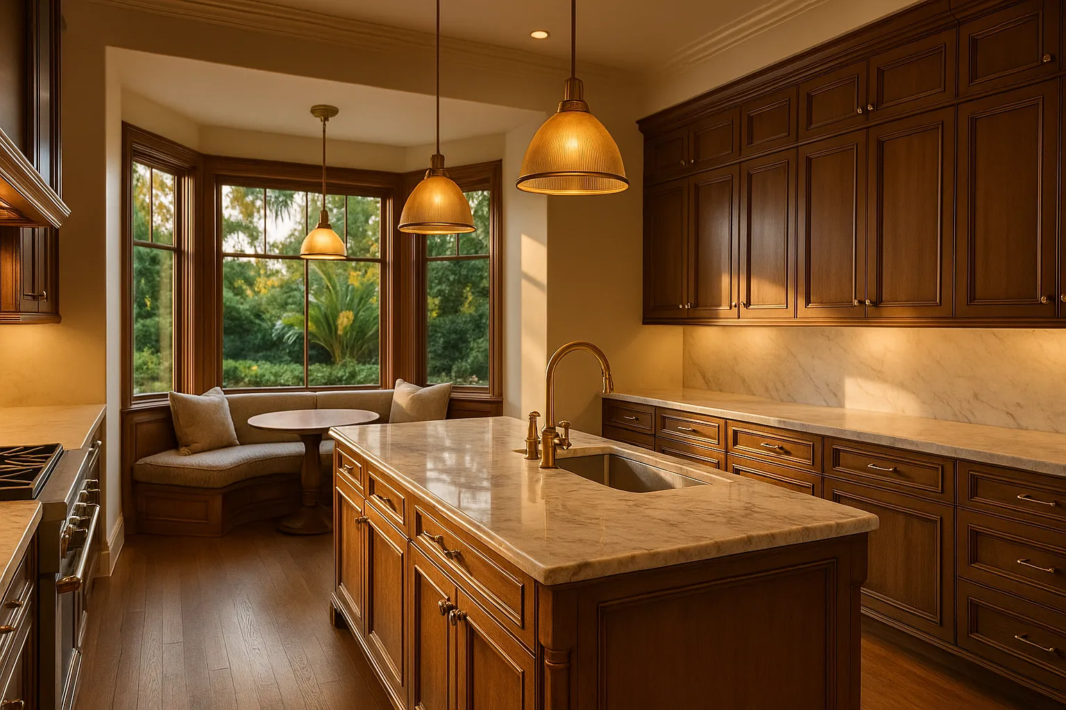 Interior view of a kitchen bump-out addition in Beverly Hills, California