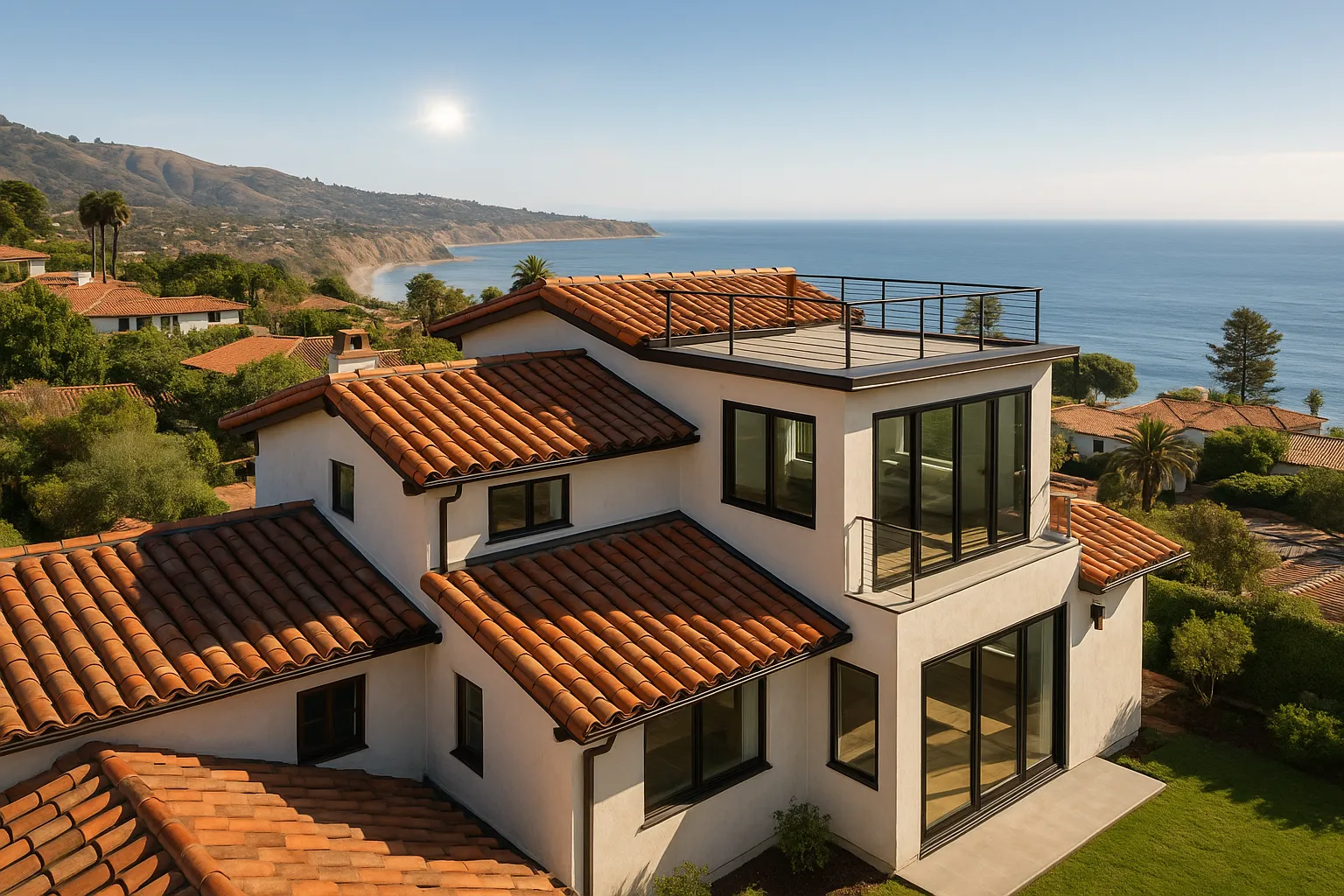 Second-story addition with roof terrace in Rancho Palos Verdes, California